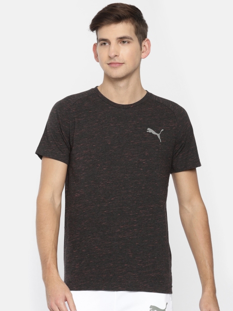 

Puma Men Charcoal Grey Solid Slim Fit Evostripe Spaceknit DRY-CELL T-shirt