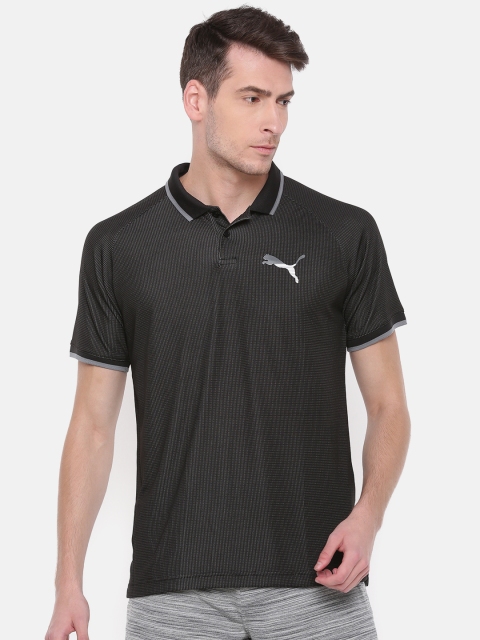 

Puma Men Black Self Design Polo Collar T-shirt