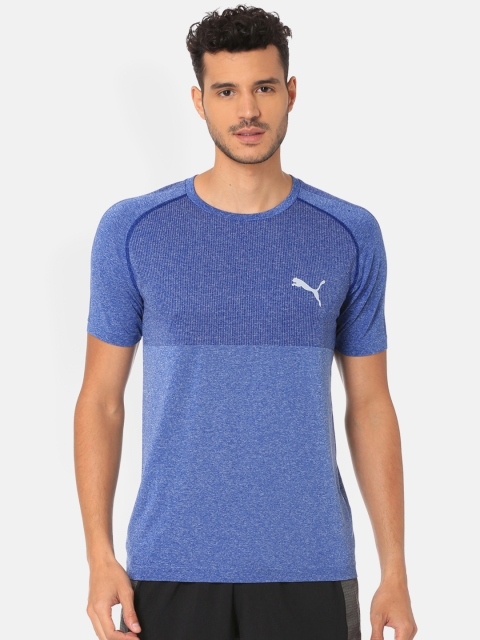 

Puma Men Blue Solid evoKNIT DryCell Round Neck T-shirt