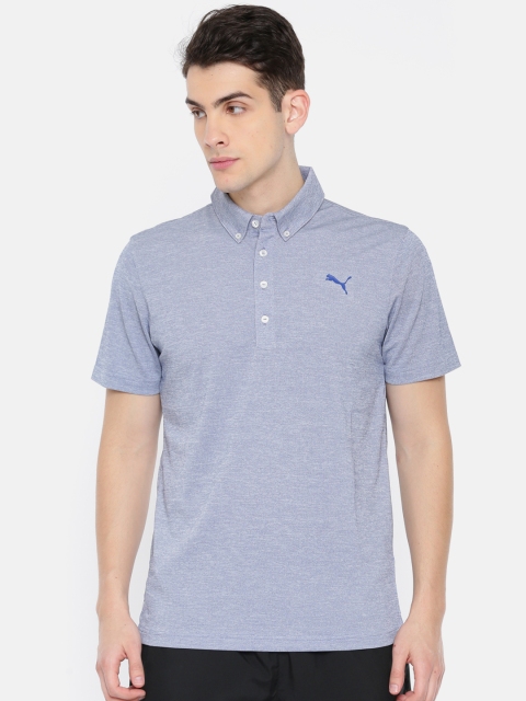 

Puma Men Blue Solid Tailored Fit DRY-CELL Oxford Heather Polo Sodalite Bl T-shirt