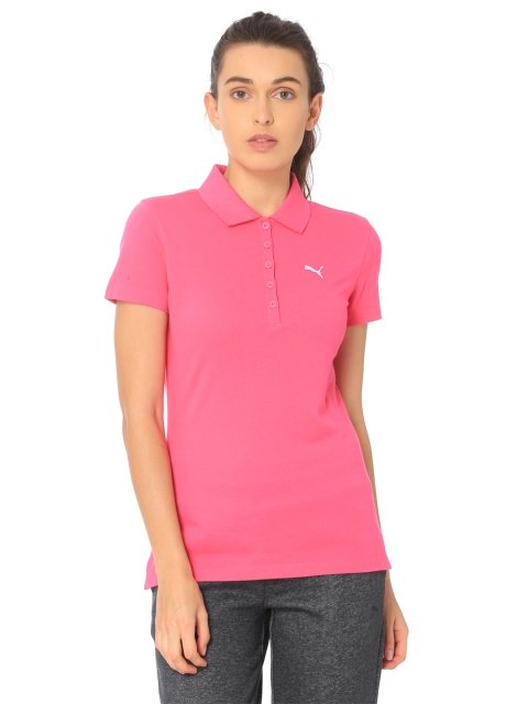

Puma Women Pink Solid Polo Collar T-shirt