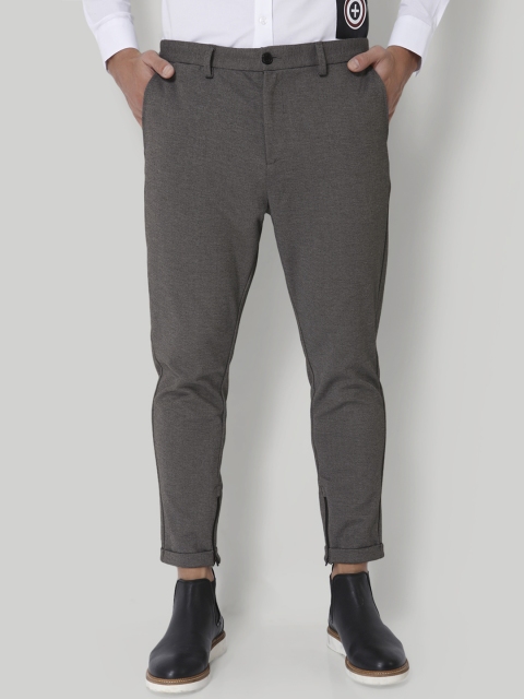 

SELECTED Men Grey Regular Fit Solid Cropped Regular Trousers