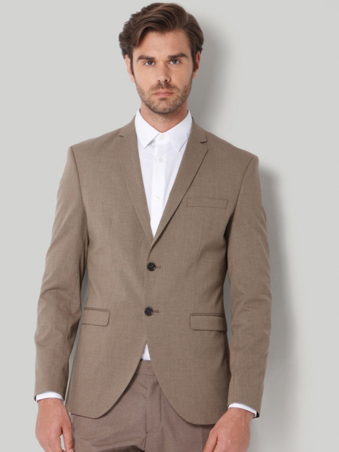 

SELECTED Men Camel Brown Solid Single Breasted Formal Blazer