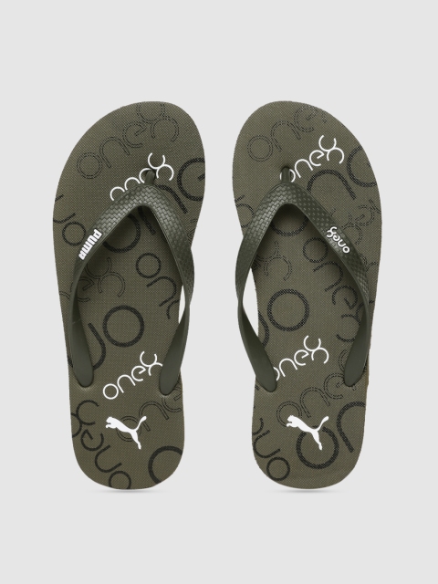 

Puma Unisex Olive Green Textured Thong Flip-Flops