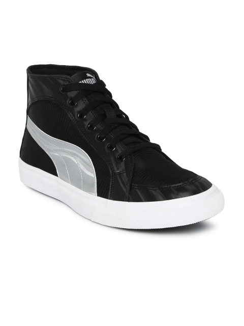 

Puma Men Black & White Hip-Hop Knit Styx IDP Mid-top Sneakers