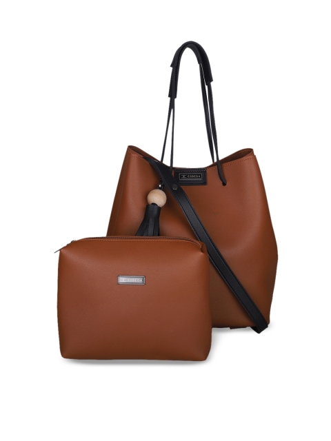 

ESBEDA Tan Brown Solid Tote Bag with Pouch