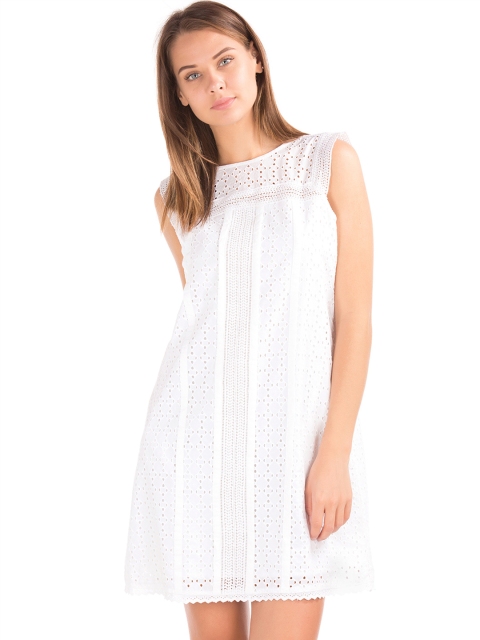 

GAP Women White Eyelet Lace Shift Dress