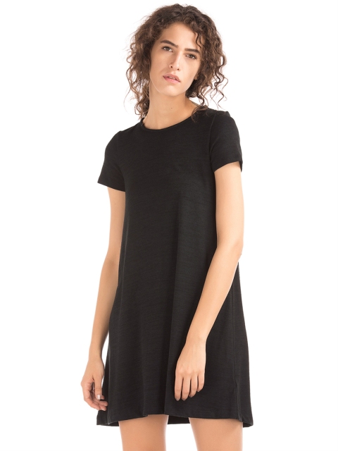 

GAP Women Black Softspun Short Sleeve T-Shirt Dress