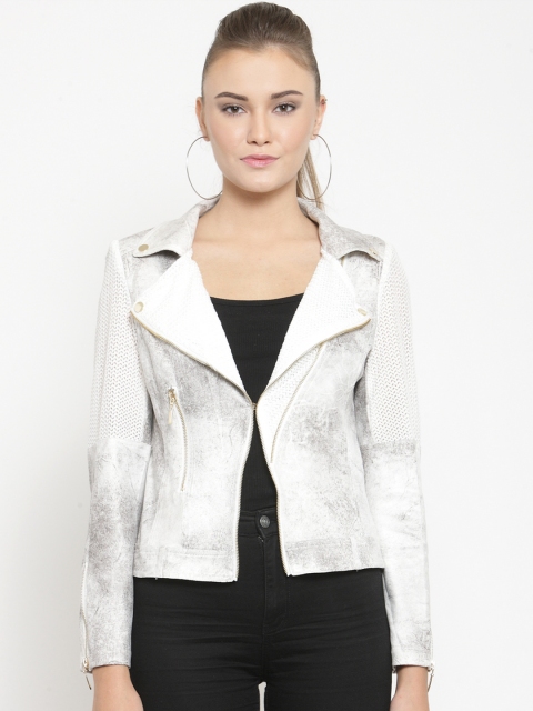 

Latin Quarters Women White Self Design Tailored Jacket