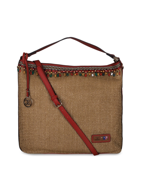 

ESBEDA Brown Self Design Handheld Bag