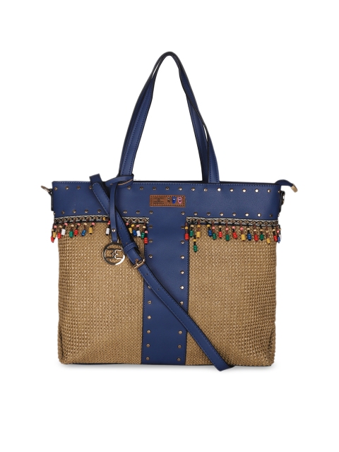 

ESBEDA Blue & Brown Self Design Handheld Bag