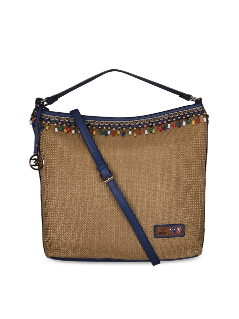 

ESBEDA Blue & Brown Self Design Handheld Bag