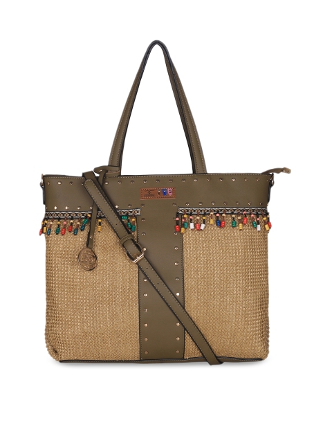 

ESBEDA Women Olive Green & Brown Textured Shoulder Bag