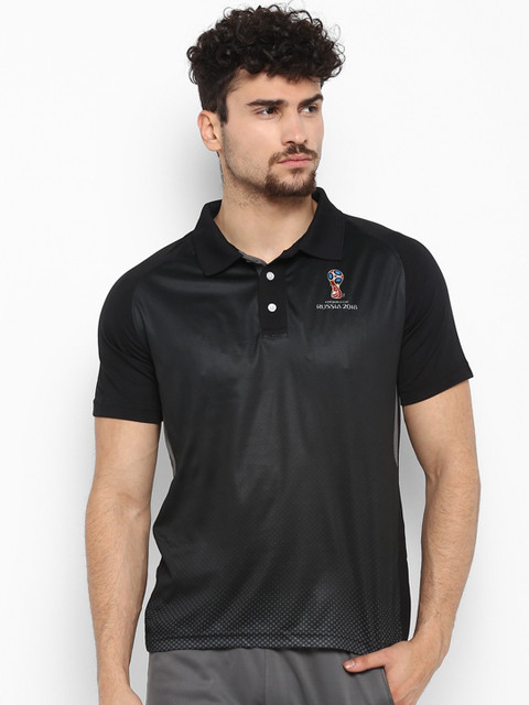 

FIFA U-17 WC Men Black Solid Polo Collar T-shirt with Anti-Static Technology