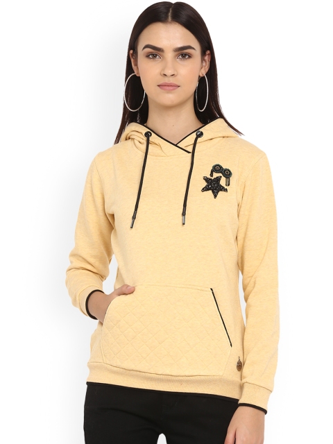 

Monte Carlo Women Yellow Solid Hooded Sweatshirt