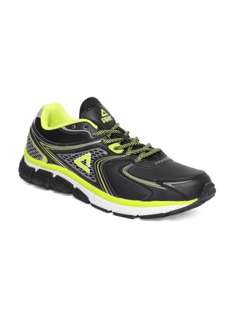

PEAK Men Black & Fluorescent Green Running Shoes