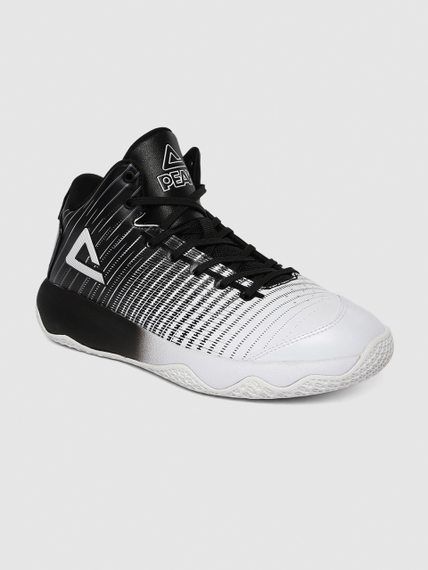 

PEAK Men White & Black Basketball Shoes