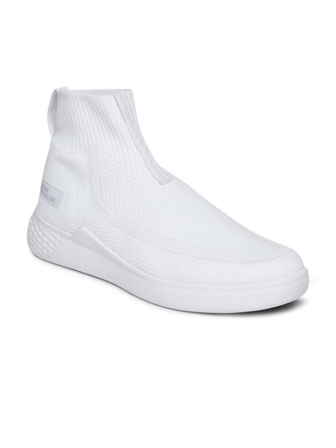 

PEAK Men White Textile Mid-Top Basketball Shoes