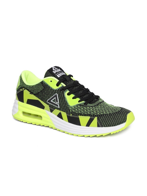 

PEAK Men Black & Fluorescent Green Running Shoes
