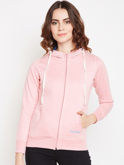 

Taanz Women Pink Solid Hooded Sweatshirt