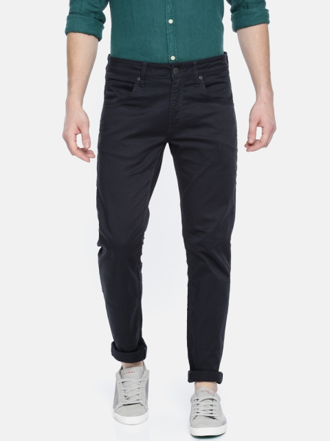 

Jack & Jones Men Navy Slim Fit Solid Chinos, Navy blue