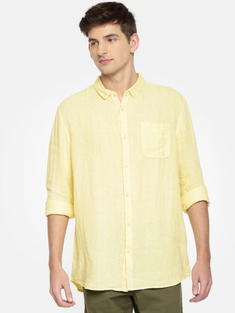 

Jack & Jones Men Yellow Slim Fit Solid Casual Shirt