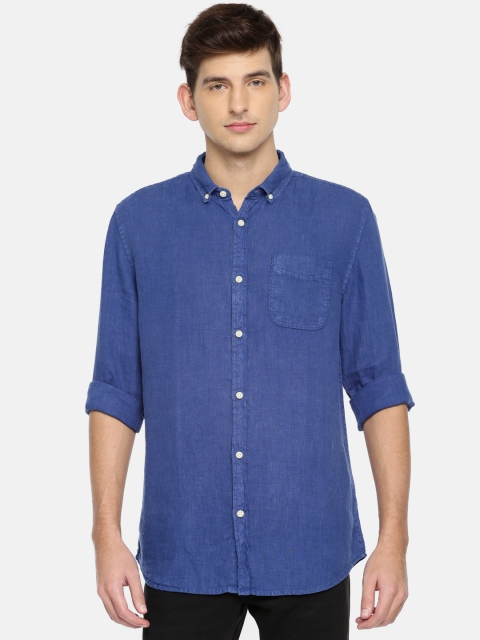 

Jack & Jones Men Blue Slim Fit Solid Casual Linen Shirt