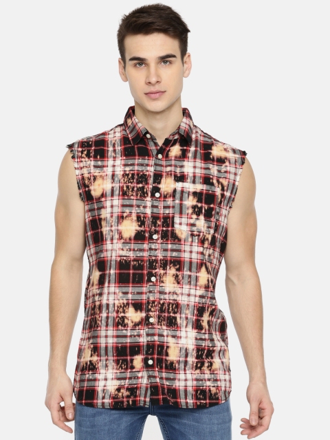 

Jack & Jones Men Black & Beige Slim Fit Checked Casual Shirt