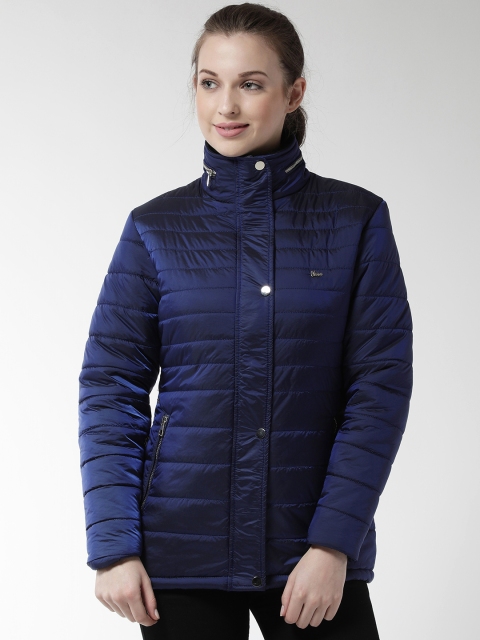 

Okane Women Navy Blue Solid Padded Jacket