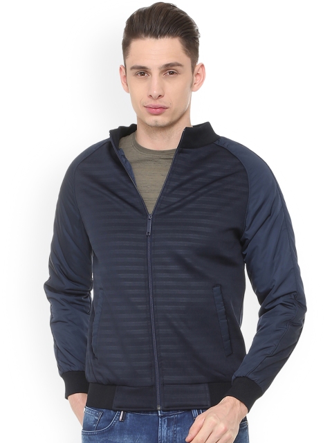 

Solly Sport Men Navy Blue Striped Bomber
