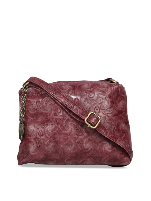

Butterflies Burgundy Self Design Sling Bag