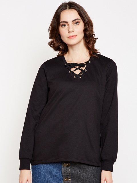 

Taanz Women Black Solid Sweatshirt