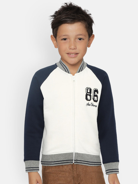 

Indian Terrain Boys White Solid Varsity Jacket