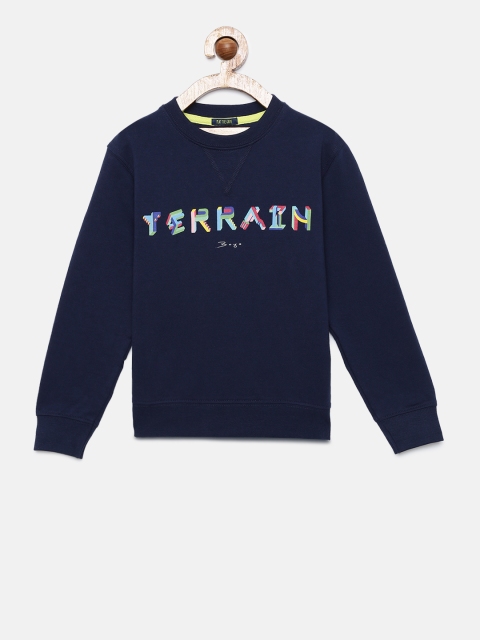 

Indian Terrain Boys Navy Blue Printed Pullover