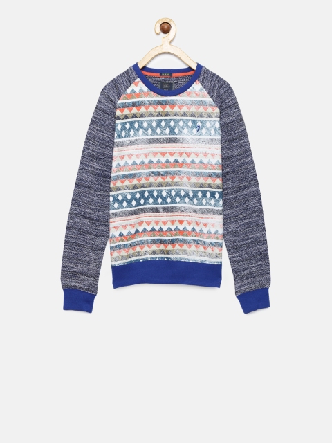 

Indian Terrain Boys Grey & Blue Printed Pullover