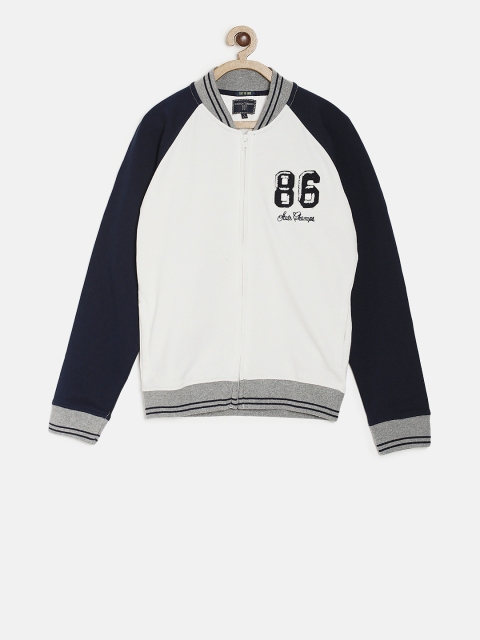 

Indian Terrain Boys White Solid Bomber Jacket