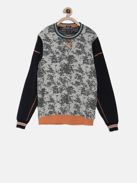 

Indian Terrain Boys Grey & Black Printed Pullover