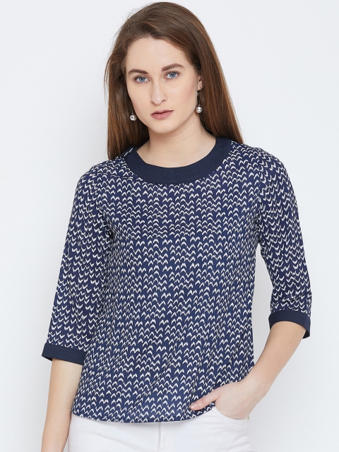 

Ruhaans Women Navy Blue Printed Top