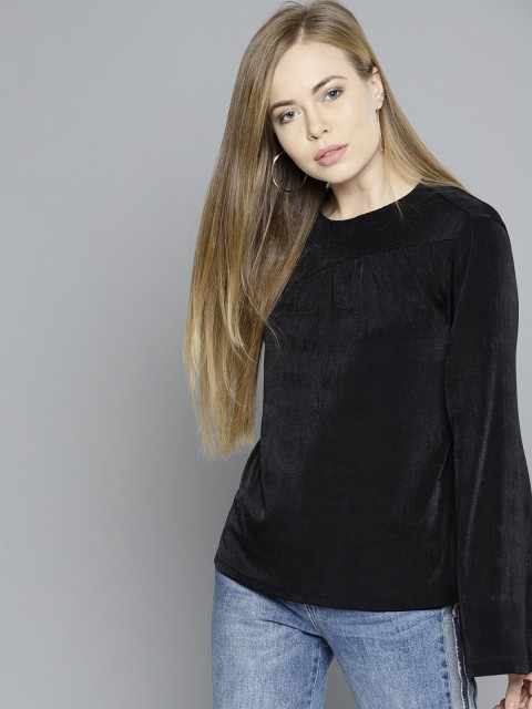 

Marie Claire Women Black Solid A-Line Top