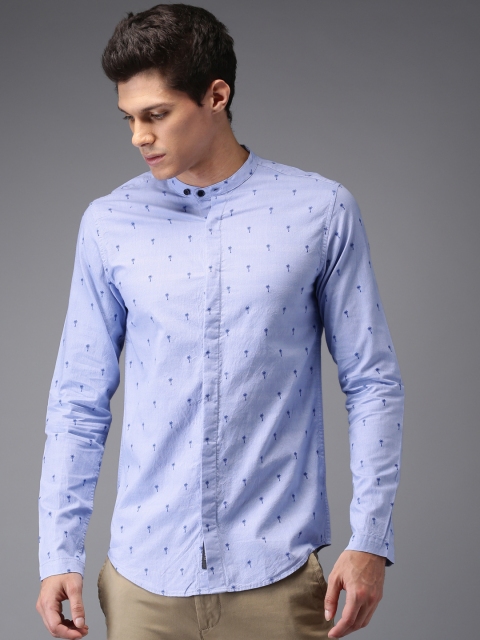 

Bene Kleed Men Blue Smart Slim Fit Self Design Casual Shirt