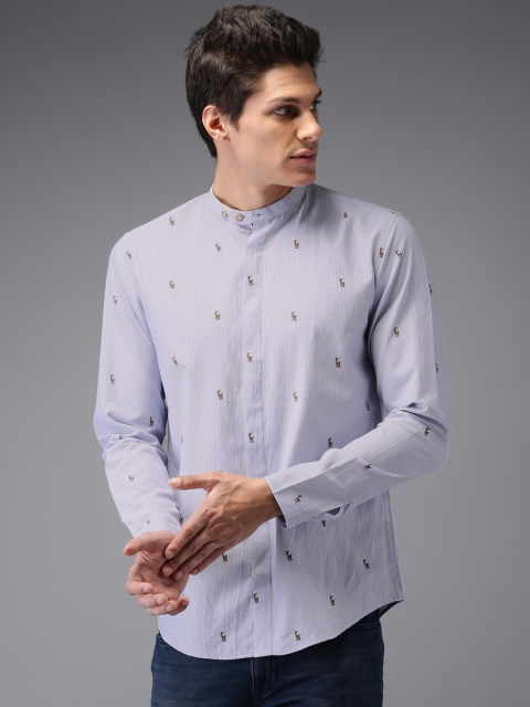 

Bene Kleed Men Blue Smart Slim Fit Striped Casual Shirt
