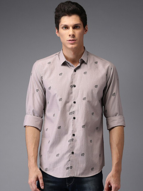 

Bene Kleed Men Grey Smart Slim Fit Striped Casual Shirt