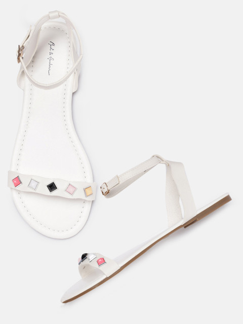

Mast & Harbour Women White Solid Open Toe Flats