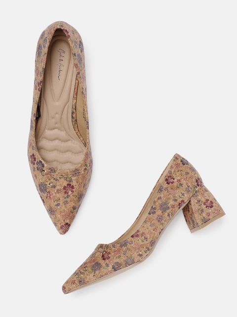 

Mast & Harbour Women Brown Printed Pumps