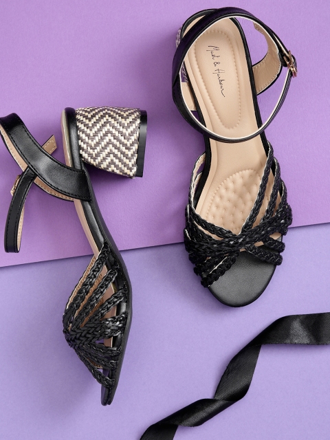 

Mast & Harbour Women Black Woven Design Sandals