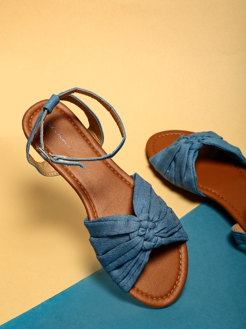 

Mast & Harbour Women Blue Solid Open Toe Flats