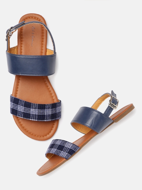 

Mast & Harbour Women Navy Blue & White Printed Open Toe Flats