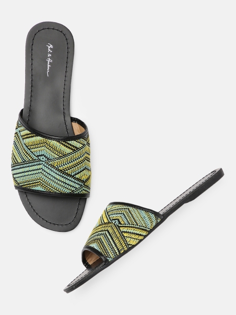 

Mast & Harbour Women Green Woven Design Open Toe Flats