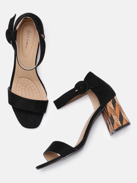

Mast & Harbour Women Black Solid Sandals