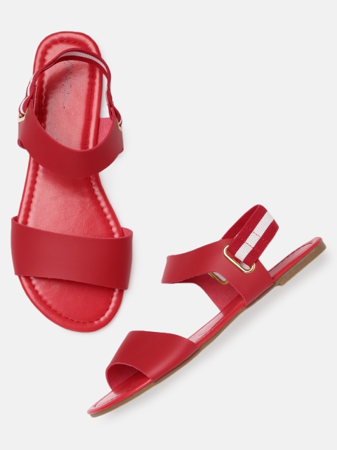 

Mast & Harbour Women Red Solid Open Toe Flats